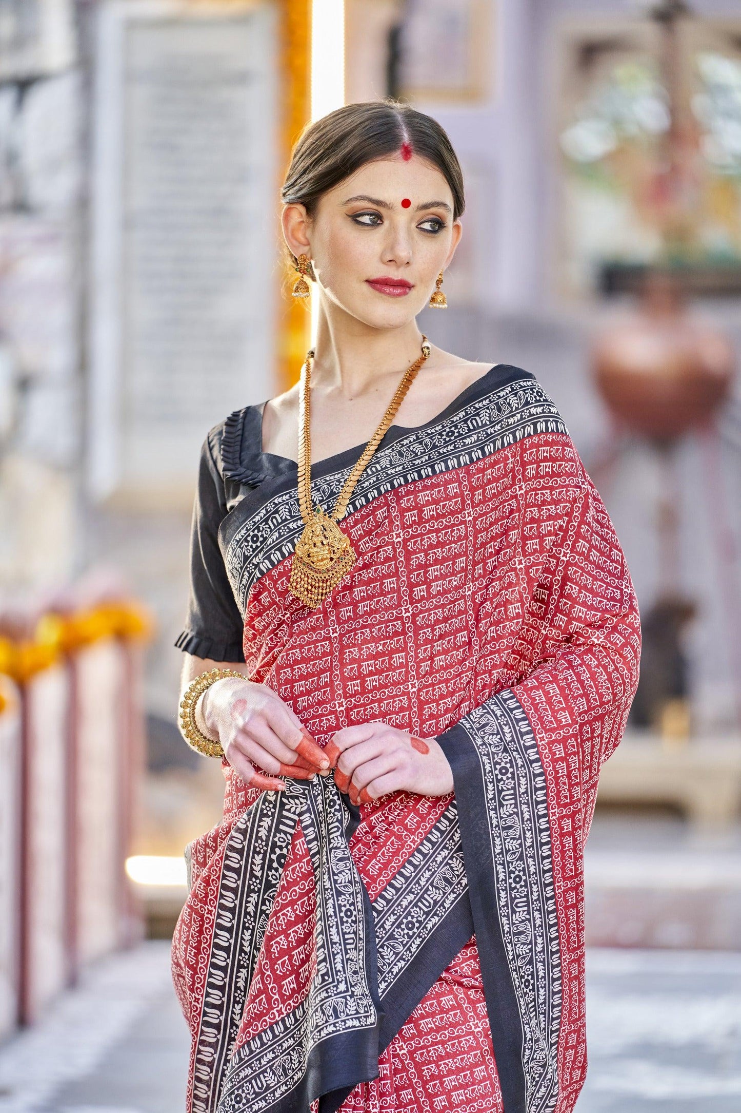 Arundhati 08 by Vastrya Cotton Silk Saree with Attached Blouse Pieces