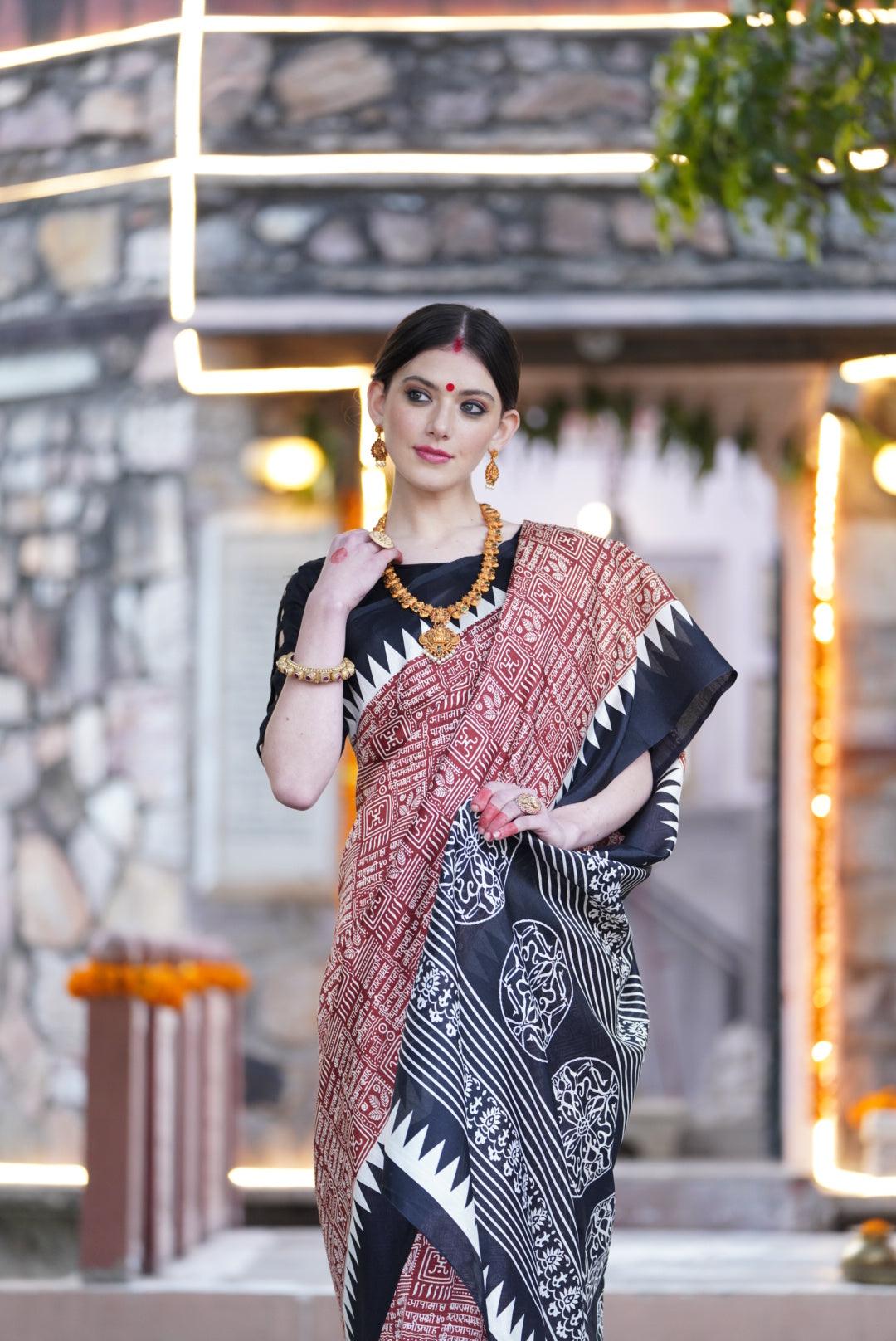 Arundhati 04 by Vastrya Cotton Silk Saree with Attached Blouse Pieces