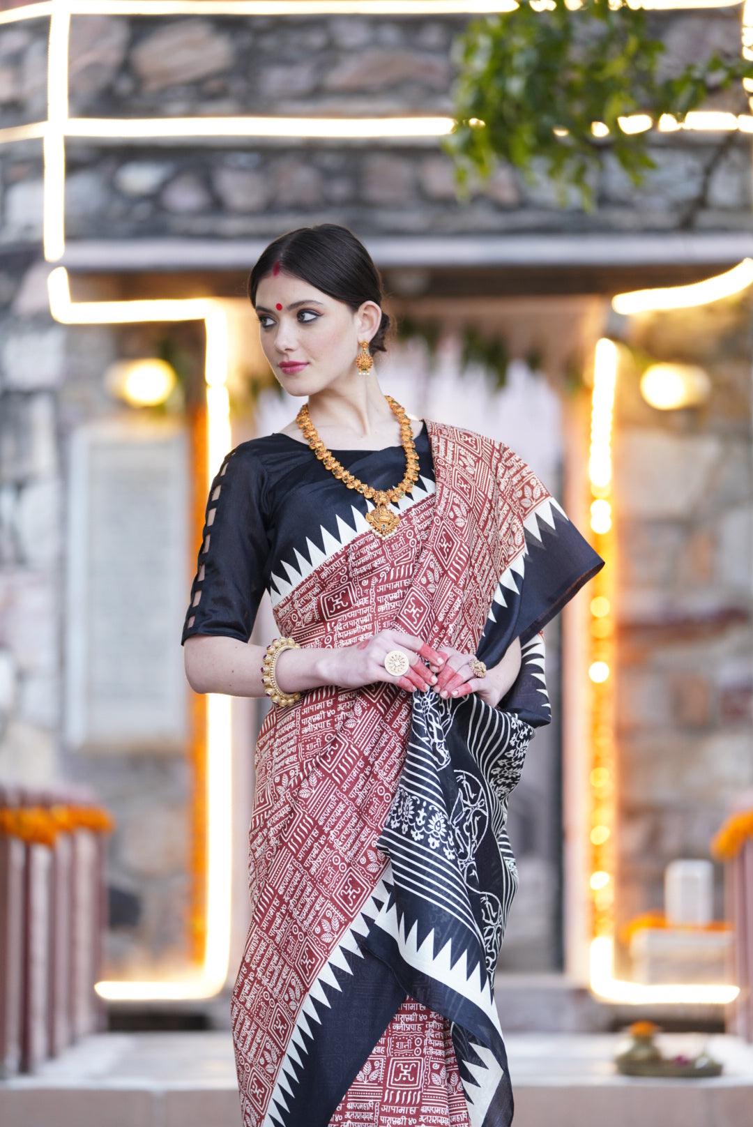 Arundhati 04 by Vastrya Cotton Silk Saree with Attached Blouse Pieces