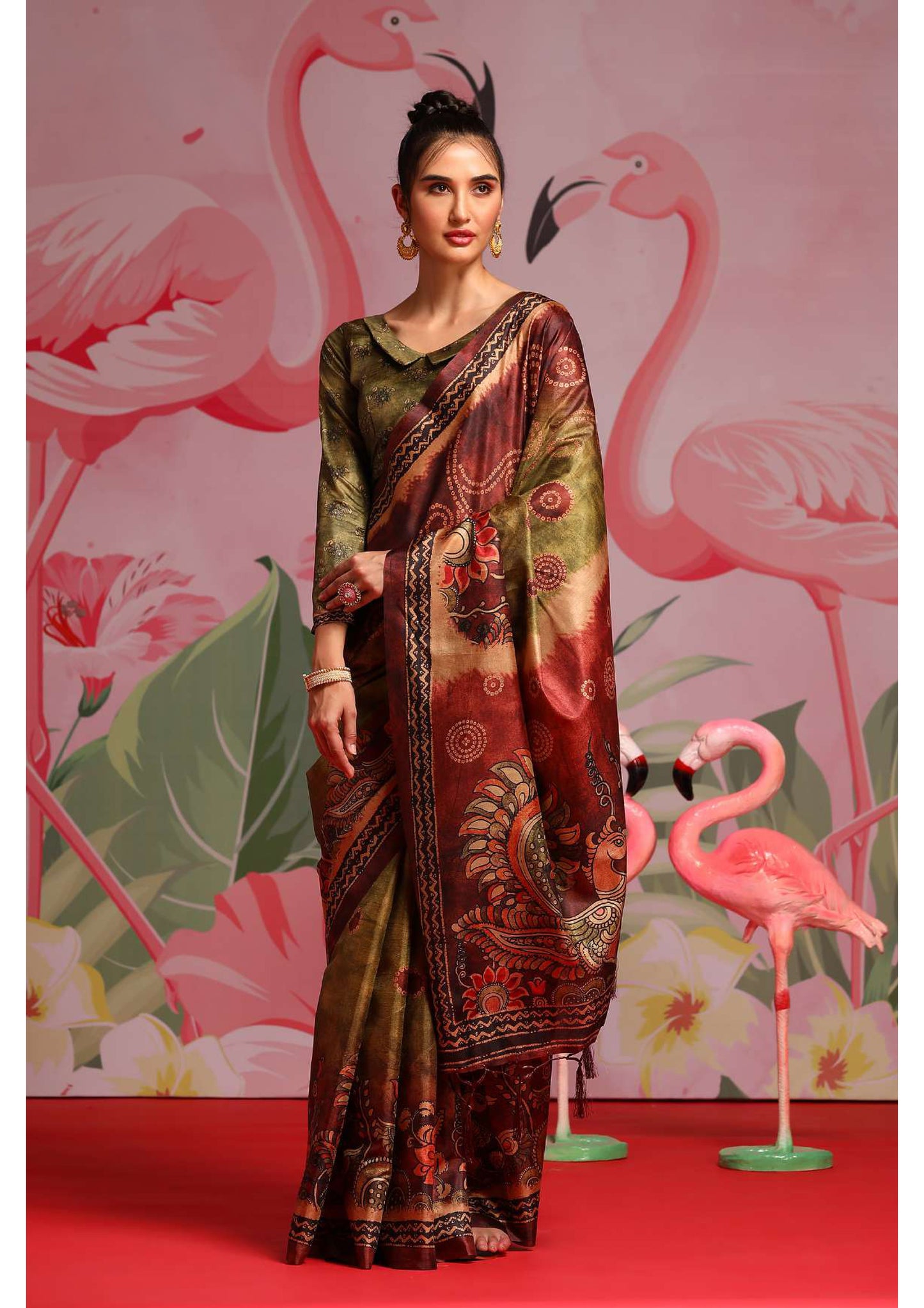 Satyavati 106 A by Vastrya Kozi Silk Women's Traditional digital kalamkari printed saree