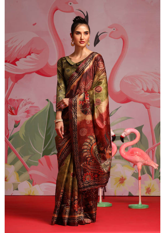 Satyavati 106 A by Vastrya Kozi Silk Women's Traditional digital kalamkari printed saree