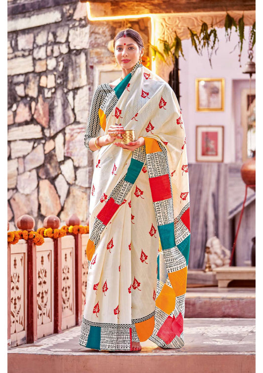 Arundhati 01 by Vastrya Cotton Silk Saree with Attached Blouse Pieces