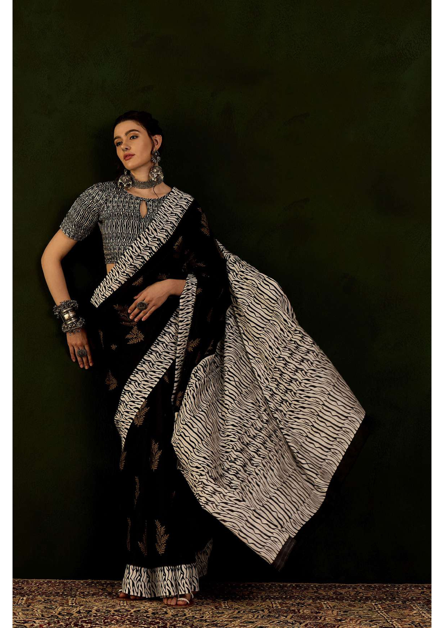 Avani 03 by Vastrya Cotton Silk Saree with Attached Blouse Pieces