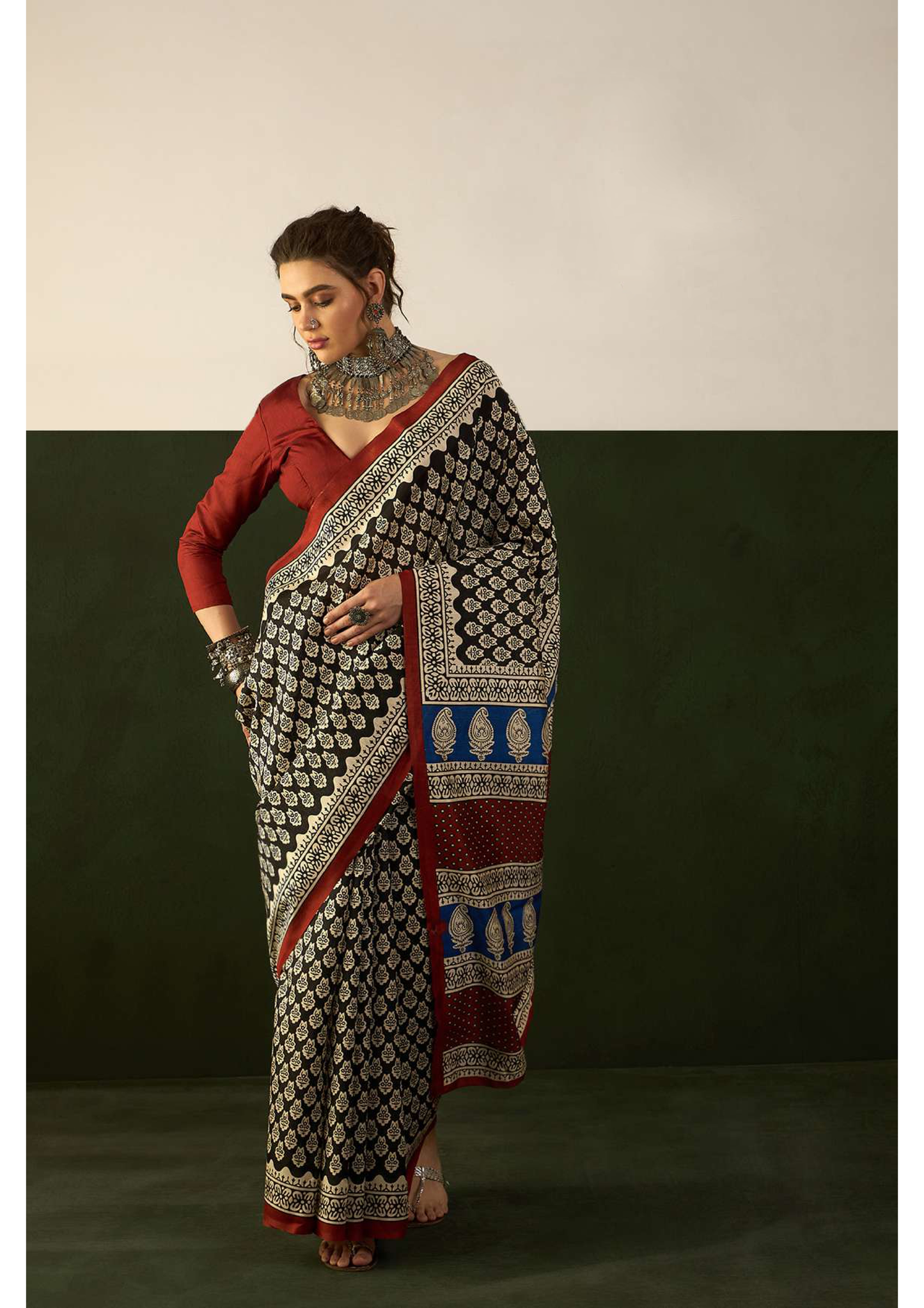 Avani 05 by Vastrya Cotton Silk Saree with Attached Blouse Pieces