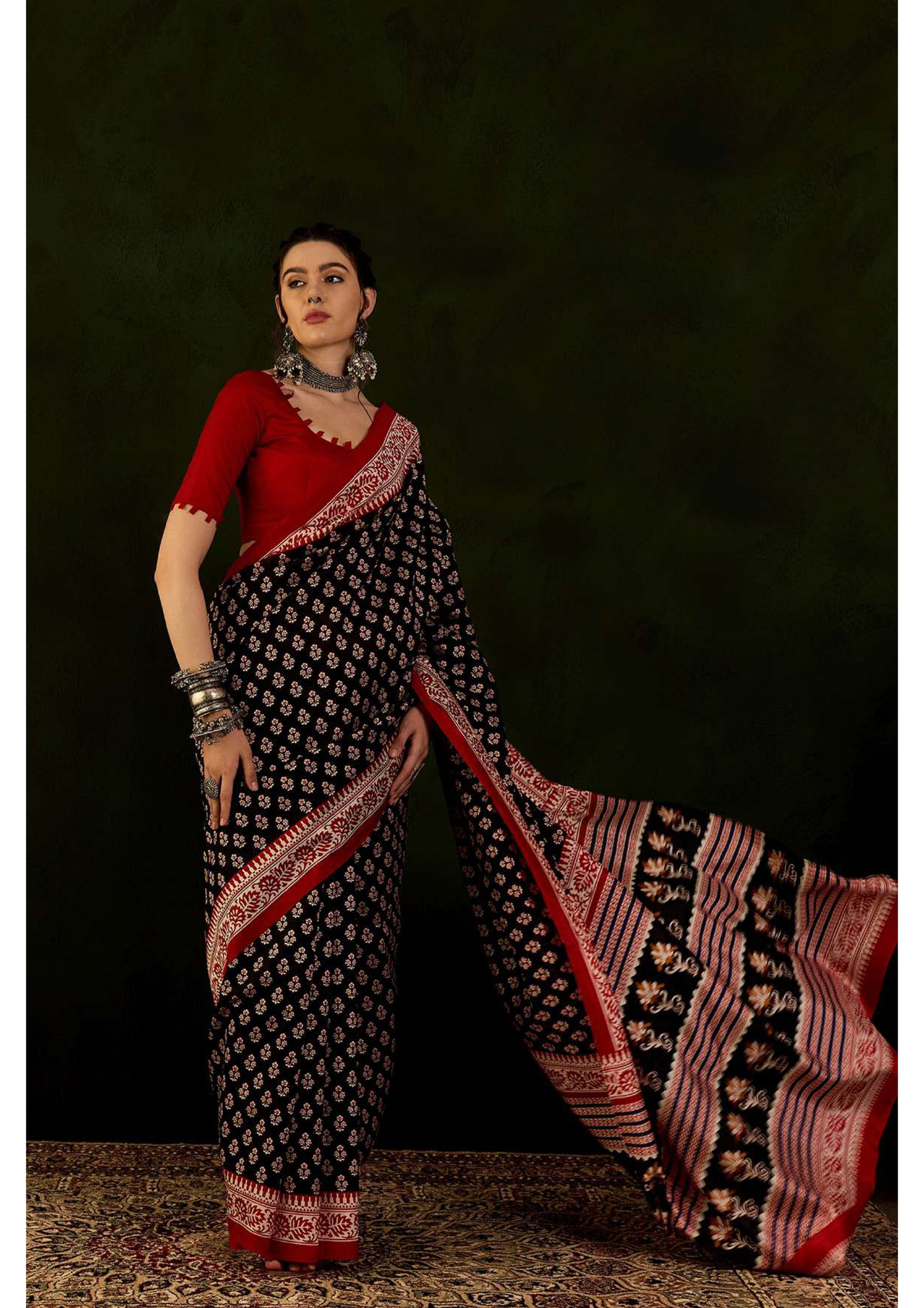 Avani 09 by Vastrya Cotton Silk Saree with Attached Blouse Pieces