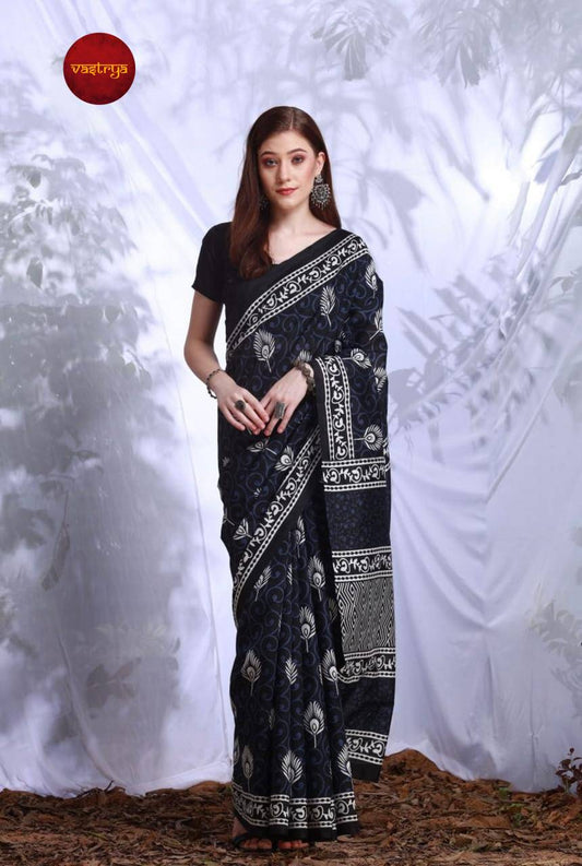 Arundhati 11 by Vastrya Cotton Silk Saree with Attached Blouse Pieces