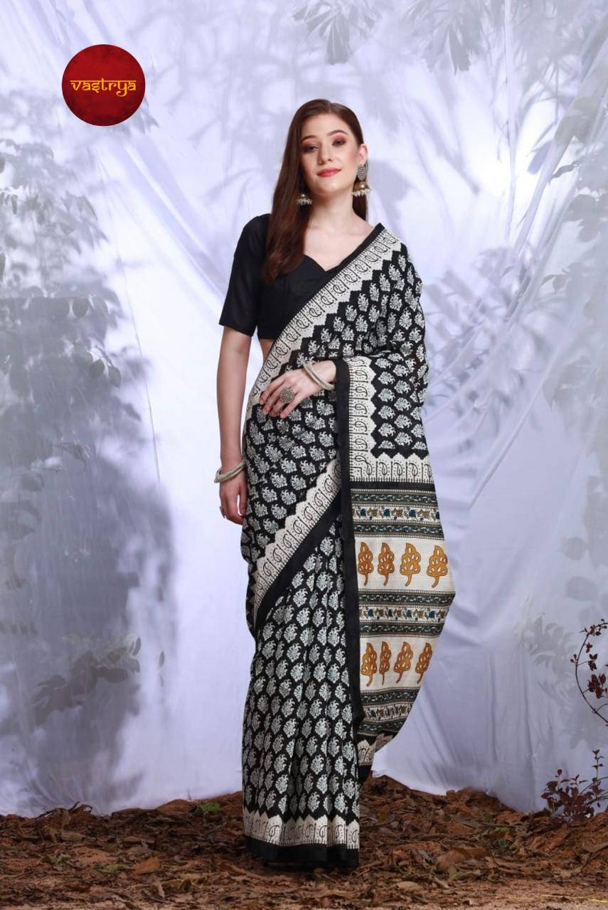 Arundhati 12 by Vastrya Cotton Silk Saree with Attached Blouse Pieces