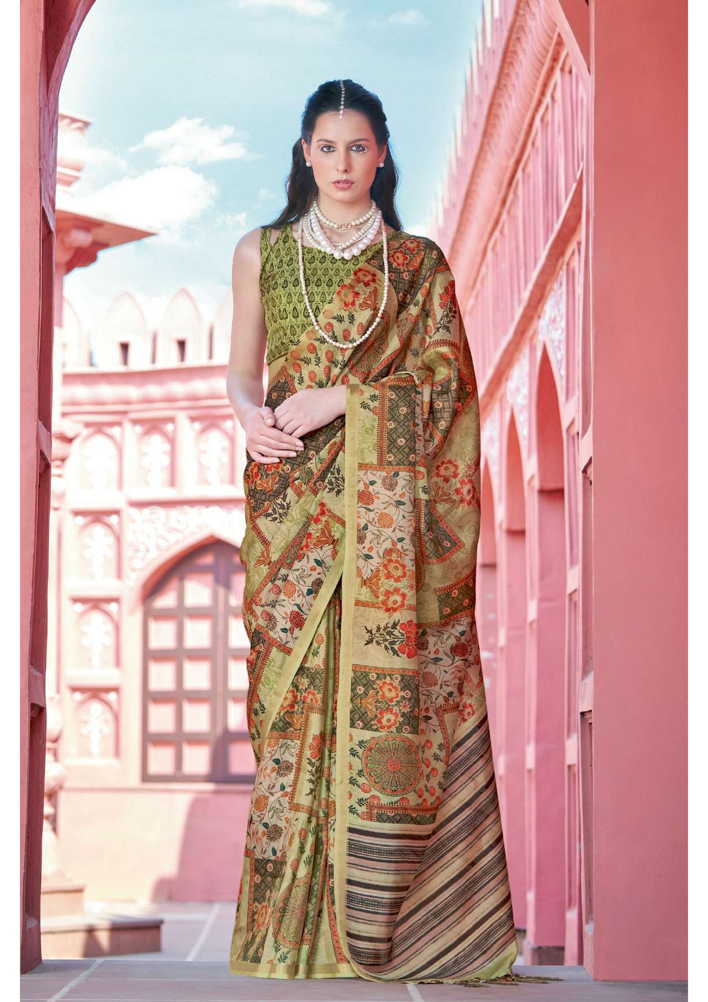 Maitreyi 01 by Vastrya Saree with Attached Blouse Pieces