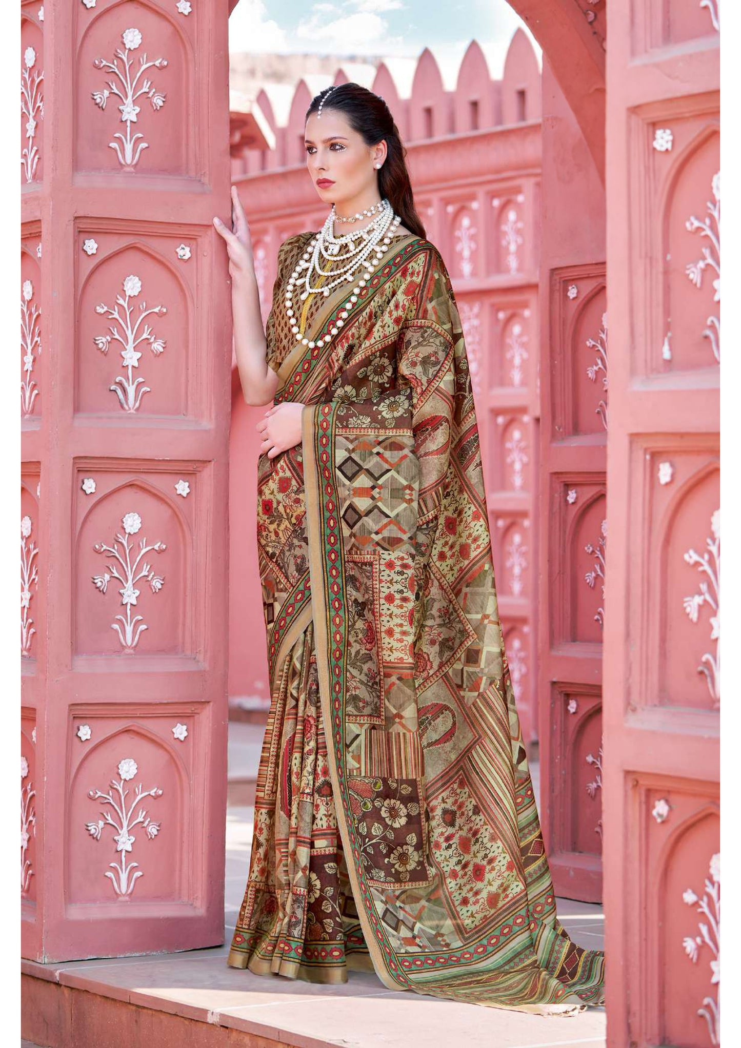 Maitreyi 03 by Vastrya Saree with Attached Blouse Pieces